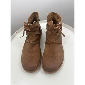 Born Handcrafted Brown Suede Lace Wrap Ankle Boots Womens 9.5 41